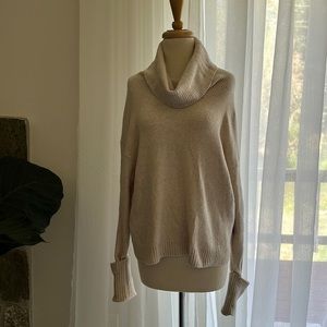 Chelsea28 Women’s Beige Oatmeal Light Heather Cowl Neck Pullover Sweater